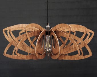 Wood Pendant light, Pendant Lighting, Modern Wood Chandelier, Minimalist Light, Dining Light Fixture, Hanging Lamp, Contemporary Lamp Shade