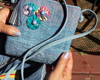 Denim cross body shoulder bag 7 inches x 7 inches..16 inch shoulder strap.... Decemberleahandbags