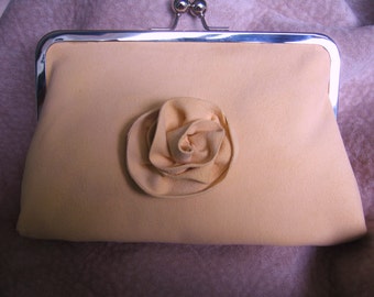 Butter yellow kiss frame clutch..brushed leather..Emanulle is lush