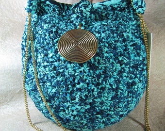 Turquoise/Indigo purse 8 1/2" X 8".....15" shoulder drop..a creation of love Eve is unique....