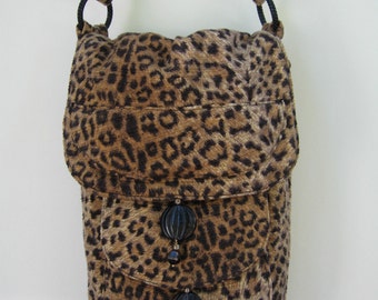 Shoulder bag cheetah print 13 1/2" X 7 1/2" X 11" strap drop.. bag..heavy fabric