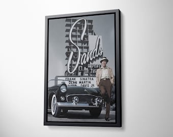 Frank Sinatra & Corvette Leinwanddruck: Vintage Las Vegas Sands Hotel Wandkunst