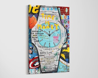 Banksy Style Patek Philippe Pop Art Canvas: Graffiti Artwork