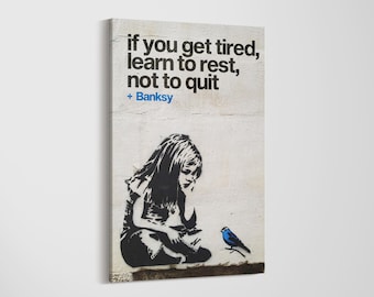 Banksy 'Rest Not Quit' Canvas Wall Art: Motivational Decor
