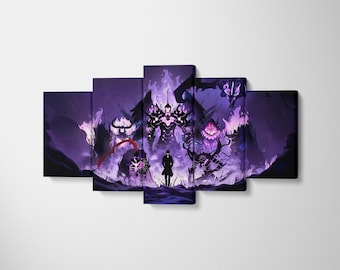 Solo Leveling Canvas Art – Sung Jin-Woo with Igris & Beru – Shadow Army Anime Poster – Dark Fantasy Wall Decor