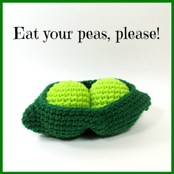 Two Peas in a Pod Crochet Vegetable Pretend Play Food, Crochet Stuffed Food Play Kitchen Toy, Toddler Play Set, Crochet Peas Montessori Toy