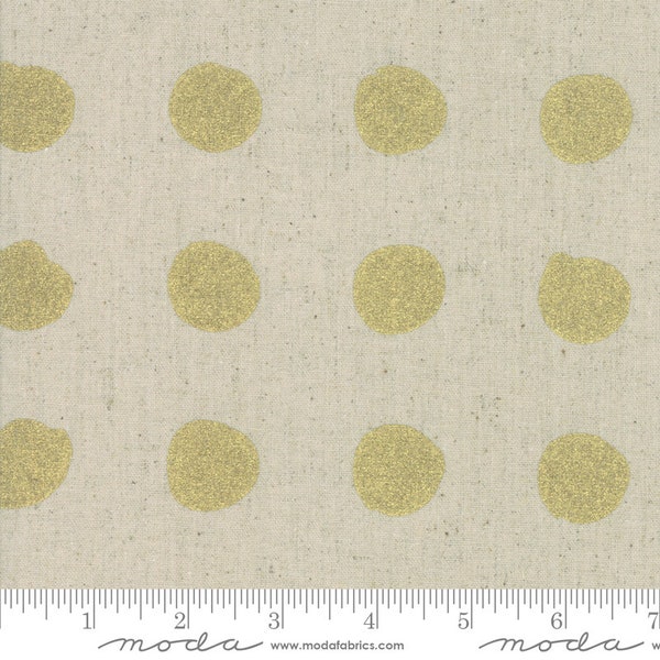 Snowballs in Linen Gold CHILL MOCHI Linen .. Moda Fabric .. 70cotton/30linen blend 1717 13LM