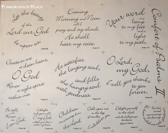 Comfort Of Psalms Ii Scripture Panel For Quilting White Etsy
