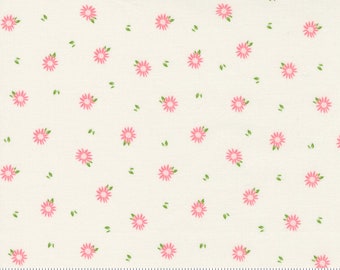 Chamomile Floral in Ivory SINCERELY YOURS by Sherri & Chelsi .. Moda fabrics .. Pink, green, flowers, blender