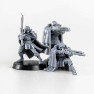Company Snipers Miniature Bundle (3) | D&D Minis for Dungeons and Dragons TTRPG | Steampunk Army Men Soldiers with Cloaks and Rifles