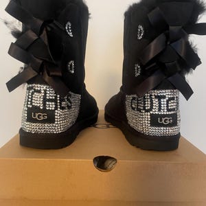 Custom Name Bling Bailey Bow 2 Ugg Boots Crystalized Bedazzled Iced Out Boots