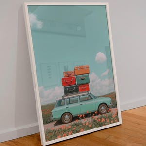 Vintage Car Printable Wall Art, Travel-Inspired Digital Download, Retro Road Trip Decor for Office or Bedroom