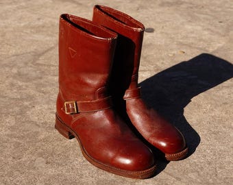 Vintage Mens Steel Toe Belt Boots , Steel Toe Boots ,goth Shoes