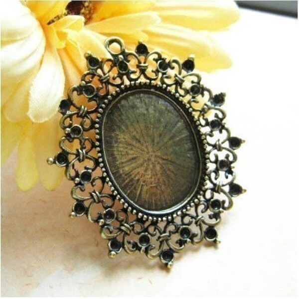 2pcs 51X41mm large antique bronze cameo settings