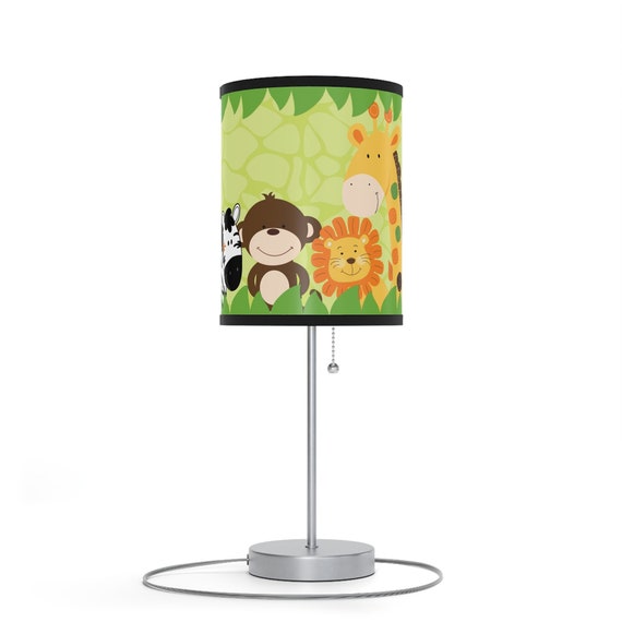 Jungle Safari Animals Table Lamp, Nursery Jungle Decor, Lion Giraffe