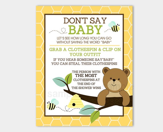Don't Say Baby Printable Bear and Bumble Bee Baby Shower Game INSTANT DOWNLOAD bs-026 Il_570xn