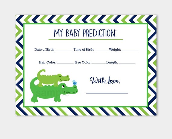 Preppy Alligator Baby Shower Baby Predictions Card | Boy Baby Shower Game Printable PDF INSTANT DOWNLOAD bs-063 Il_570xn