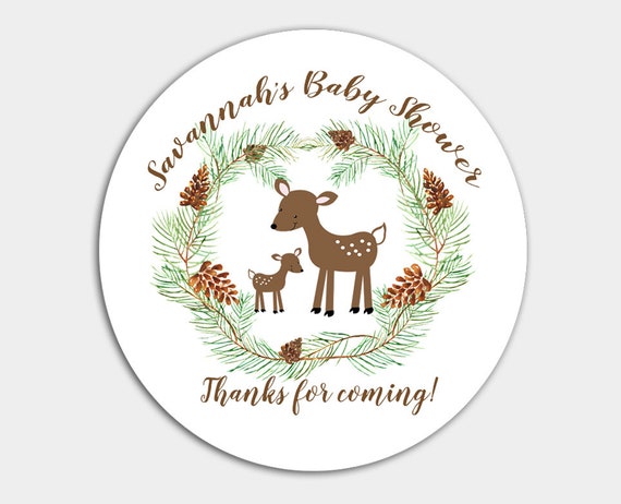 Woodland Deer Baby Shower Favor Stickers Forest Baby Shower