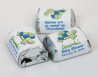Turtle Bay Candy Wrapper Stickers Personalized Nugget Party Favors, Turtle Baby Shower or Birthday