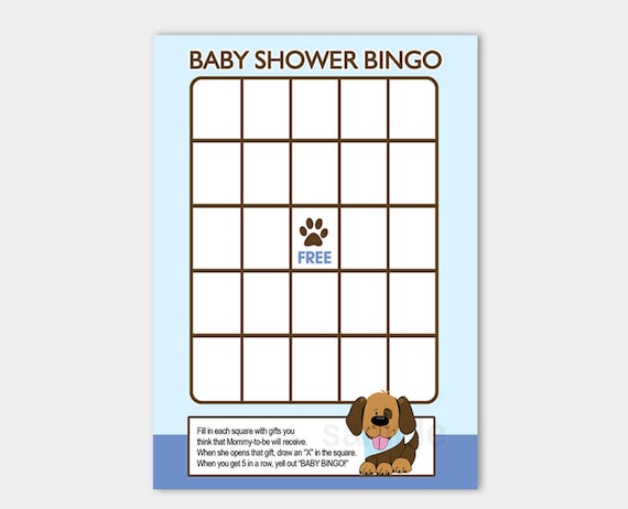 Handsome Puppy Dog Boy Baby Shower Bingo Printable Baby Shower Game INSTANT DOWNLOAD B106 Il_570xn