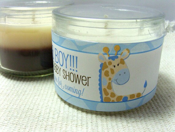 Blue Giraffe Baby Shower Water Bottle Labels Or Candle Labels Etsy