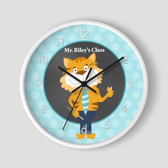Teacher Classroom Wall Clock / Gift for a Teacher / Math teacher / Science Teacher / Cute Cat Teacher Gift Il_570xn