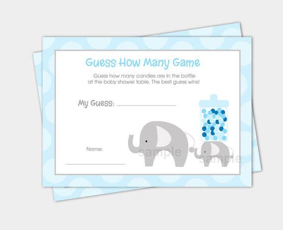Blue Mod Elephant Guess How Many Baby Shower Game / Boy Baby Shower / INSTANT DOWNLOAD bs-036 Il_570xn