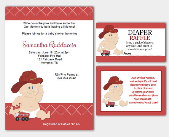 firefighter baby shower invitations