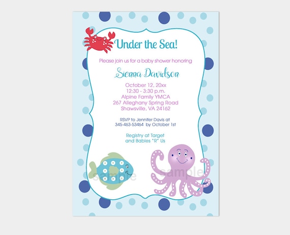 under the sea purple octopus red crab and fish baby shower