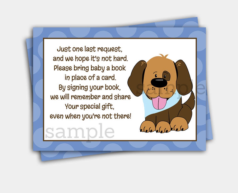 Handsome Puppy Dog Boy Baby Shower Book Request Enclosure Etsy