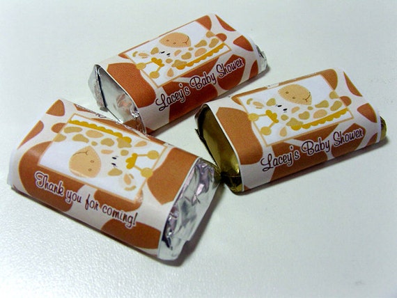 Neutral Giraffe Jungle Theme Baby Shower Mini-Bars Miniature Candy Wrappers, Printed or Printable Il_570xn