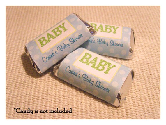 Baby Shower Candy Wrapper Stickers, Personalized Mini-Candy Bar Miniature Stickers, Blue Dot Baby Stickers Il_570xn