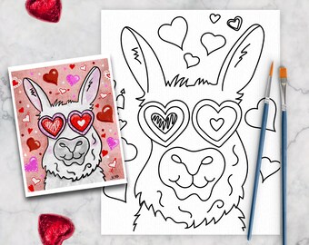 Valentine's Day Paint Kits for Kids 2-pack, Valentines Llama, Valentines Zebra, DIY sip and paint, Paint Party, Valentine Paint Party BUNDLE