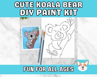 Koala Kids Paint Kit, DIY Pre-Traced Outlined Canvas, Paint Parties, Paint and Sip, Birthdays - Paint a Koala Bear