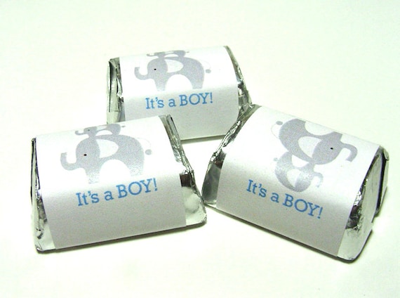 Mod Blue Elephant It's a Boy Baby Shower Nugget Stickers / DIY Elephant Favors / Make your own Candy Labels bs-036 Il_570xn