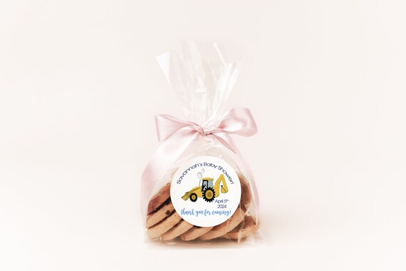 Backhoe Construction Round Favor Stickers / Under Construction Baby Shower / Printed Stickers bs-072 Il_570xn
