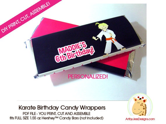 Karate Birthday Party Customized Hershey Candy Bar Wrapper - Karate Boy or Girl Il_570xn