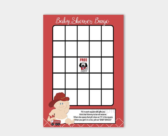 Baby Fireman Firefighter Printable Boy Baby Shower Bingo Game PDF File INSTANT DOWNLOAD B102 Il_570xn