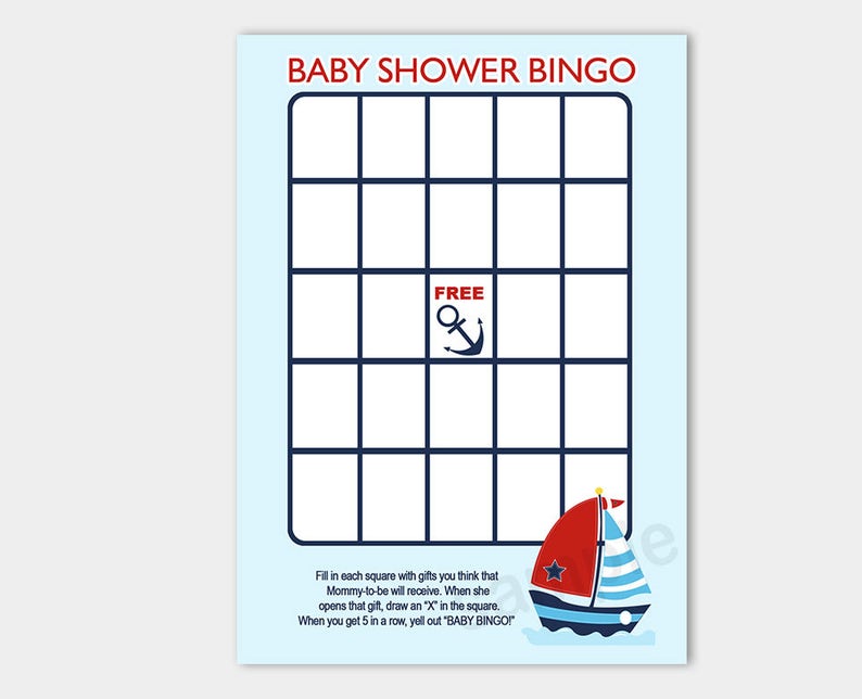 Anchor and Sailboat Nautical Child Shower Bingo Printable Boy or girl Shower Activity Quick Obtain bs-006 picture about Printable Baby Shower Bingo known as Anchor and Sailboat Nautical Boy or girl Shower Bingo Printable Youngster Shower Activity Prompt Obtain bs-006
