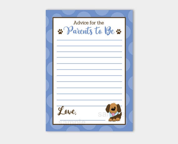 Handsome Puppy Dog Boy Baby Shower Advice for Parents to Be Activity / Baby Shower Games Printable INSTANT DOWNLOAD B106 Il_570xn