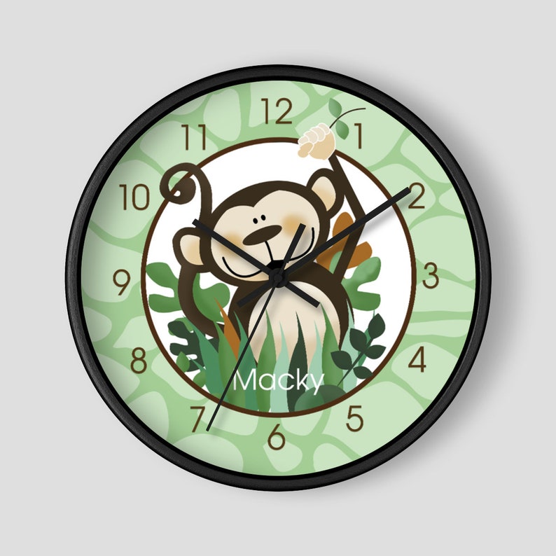 Monkey Jungle Safari Nursery Wall Clock / Monkey Playroom Etsy