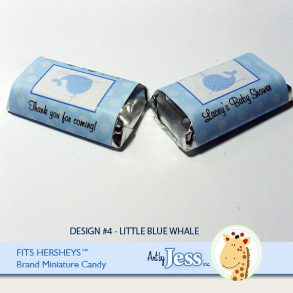 Little Blue Whale Mini Candy Wrapper Stickers, Personalized Hershey Miniature Stickers Il_570xn