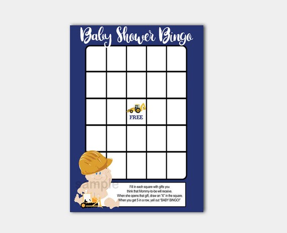 Construction Baby Boy Baby Shower Bingo Game Printable INSTANT DOWNLOAD bs-104 Il_570xn