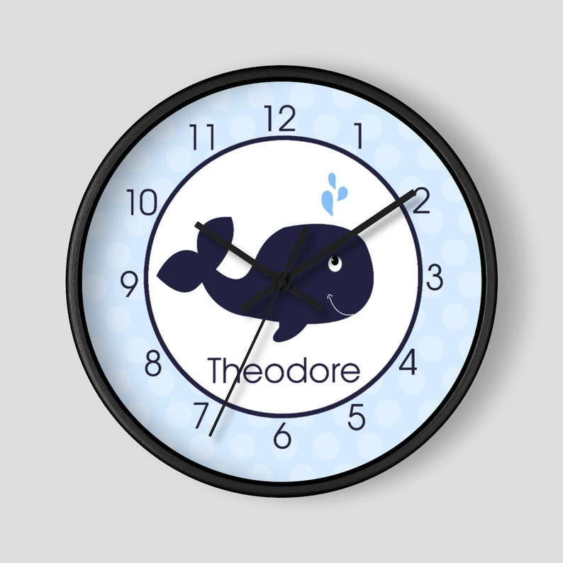 Navy Blue Whale Boys Nautical Nursery Room 10inch Wall Clock Etsy