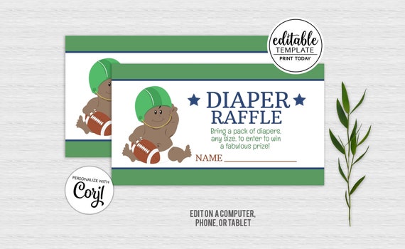 Football Baby Shower African American Boy / Sports Team Baby Shower / Quarterback EDITABLE TEXT Instant Download bs-058b Il_570xn