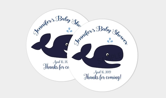 Ahoy Mate Navy Blue Whale Baby Shower Favor Stickers / Nautical Baby Shower / Ahoy Baby Shower Labels Printable or Printed bs-061 Il_570xn