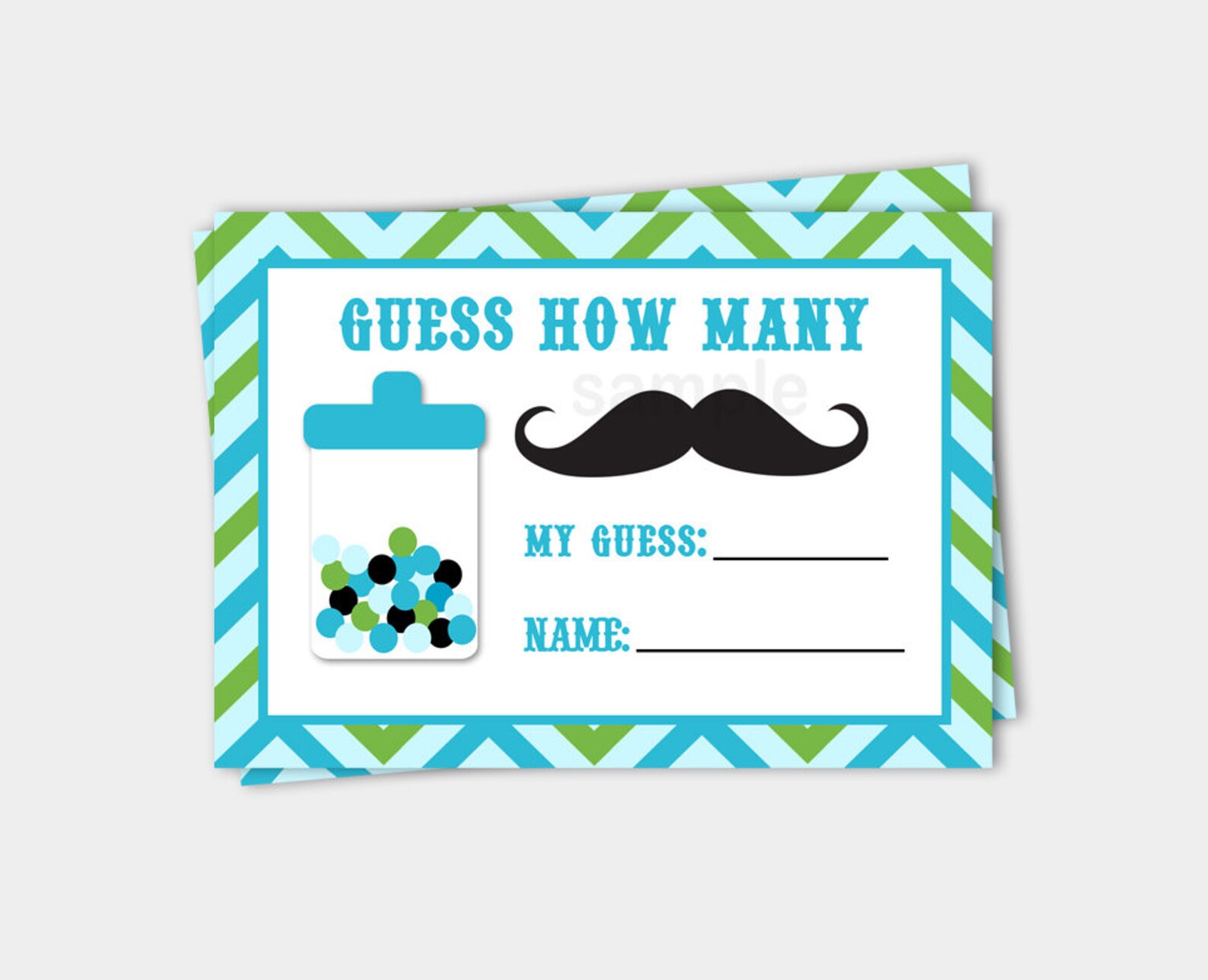 Mustache Little Man Guess How Many Baby Shower Game INSTANT Etsy