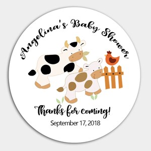 Moo Cow Farm Baby Shower Favor Stickers / Barn Baby Shower / Dairy Cow Favor Sticker DIY Make Your Own Favors bs-035