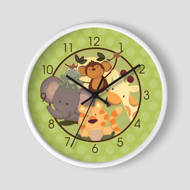 Jungle Safari Wall Clock / Jungle Nursery / Monkey Tiger Etsy