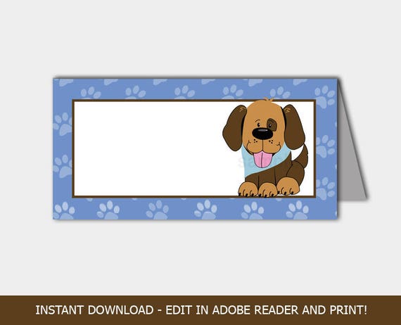 Handsome Puppy Dog Baby Shower Food Labels / Place Cards / Tent Cards / Editable PDF INSTANT DOWNLOAD B106 Il_570xn